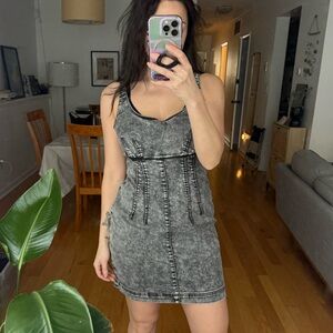 Acid Wash Gray Denim Dress